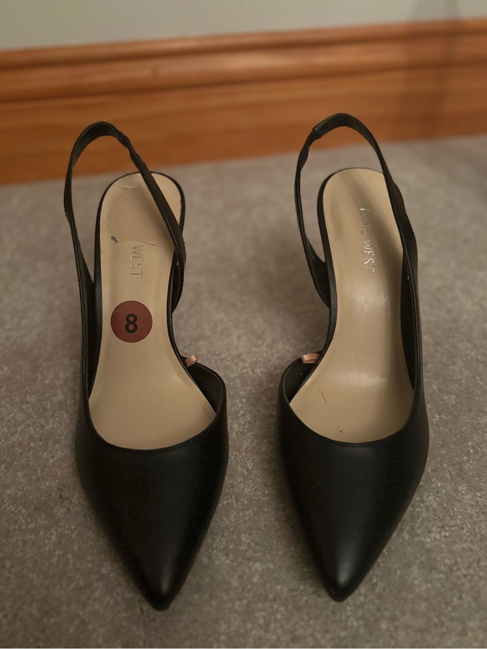 Nine West Black Pointed-Toe Slingback Heels